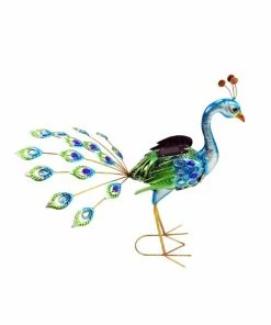 Alpine Solar Garden Peacock Décor with LED Light - SLL2268SLR-HH - Lighting, Torches & Firepits