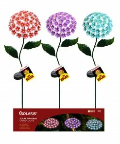 Alpine Assorted Solar Hydrangea Stake with LED Lights QLP616A-TM