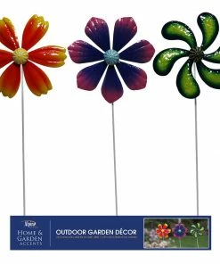 Alpine Assorted Flower Garden Stake MZP362ABB - Garden Accessories