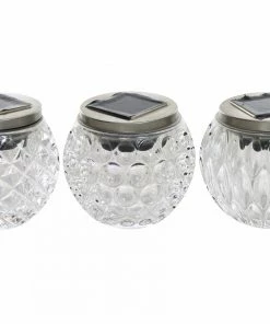 Alpine Assorted Solar LED Textured Glass Décor QMC104ABB-CC