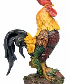 Alpine Polyresin Rooster Statue ZEN376 - Garden Accessories