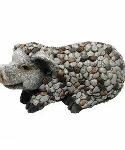 Alpine Garden Pebble Pig Statue NZW236HH - Garden Accessories