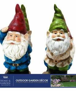 Alpine Assorted Standing and Saluting Gnome Statue GXT903ABB - Garden Accessories
