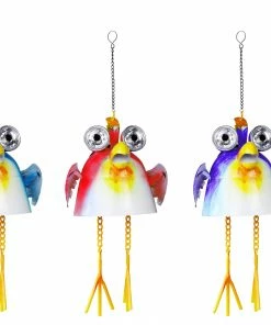 Alpine Assorted Solar Hanging Birds Decor DSP120A - Garden Accessories