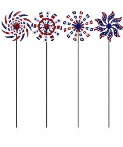 Alpine Patriotic Windmill Garden Stake - QYY248A-301 - Garden Accessories