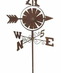 Alpine Metal Rooster Windmill Weathervane Stake NCY232 - Wind Chimes