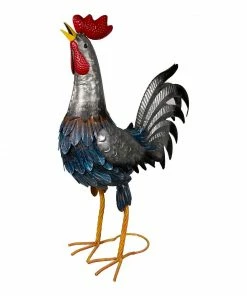 Alpine Silver Tailed Rooster Statue - JUM390 - Garden Accessories
