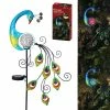 Assorted Alpine Solar Peacock with Color Changing LED Stake SKY116SLR-CC