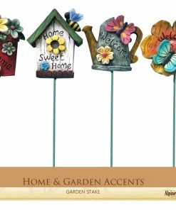 Alpine Assorted Garden inch Welcome inch Stakes WQA604ABB - Garden Accessories
