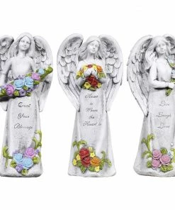 Alpine White Angel Statue Floral Accent - KGD322A - Garden Accessories