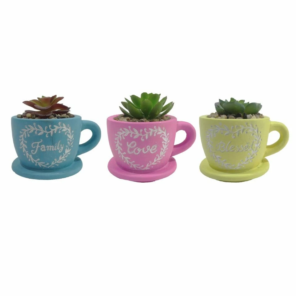 Alpine Colorful Teacup Flower Pot Planter - Assorted KGD326ABB - Decorative Planters 3 Alpine Colorful Teacup Flower Pot Planter - Assorted KGD326ABB - Decorative Planters