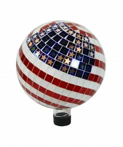 Alpine American Flag Mosaic Gazing Globe GRS688 - Garden Accessories
