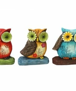 Alpine Assorted Cement Owl Statues KGD130ABB - Garden Accessories