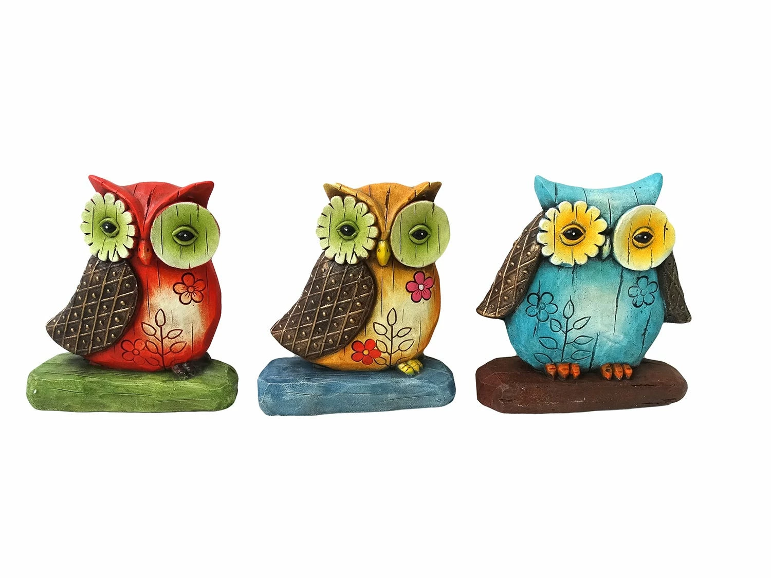 Alpine Assorted Cement Owl Statues KGD130ABB - Garden Accessories 3 Alpine Assorted Cement Owl Statues KGD130ABB - Garden Accessories