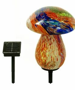 Assorted Alpine Solar Glass Mushroom with 10 LED Lights EGG162SLR - Garden Accessories