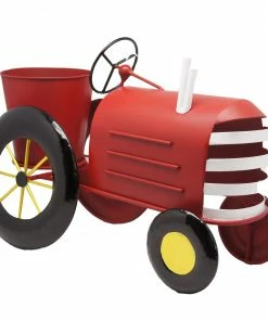 Alpine Metal Red Tractor Planter - LYT272RD - Decorative Planters