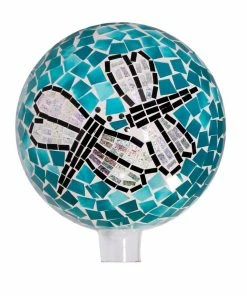 Alpine 10" Mosaic Dragonfly Duo Gazing Globe - HMD194 - Garden Accessories