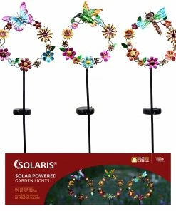 Alpine Assorted Solar Pollenator Garland Stakes with LED Lights YEN214A