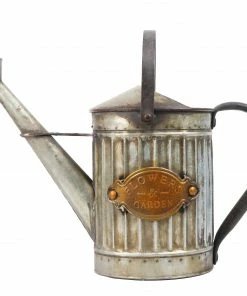 Alpine Vintage Metal Watering Can Planter with Rustic Finish YHL164HH-S - Water Features