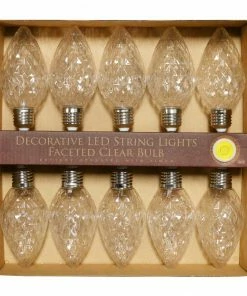 Alpine Faceted Clear Decorative String with 10 LED Bulb EUT100CL-10 - Solar
