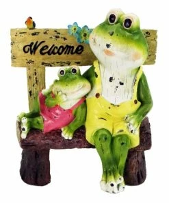 Alpine Welcome Bench Frogs Statue - GDS160HH - Garden Accessories