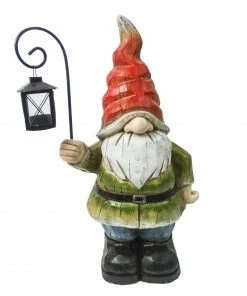 Alpine Gnome With Lantern Orange Hat - QWR800 - Garden Accessories