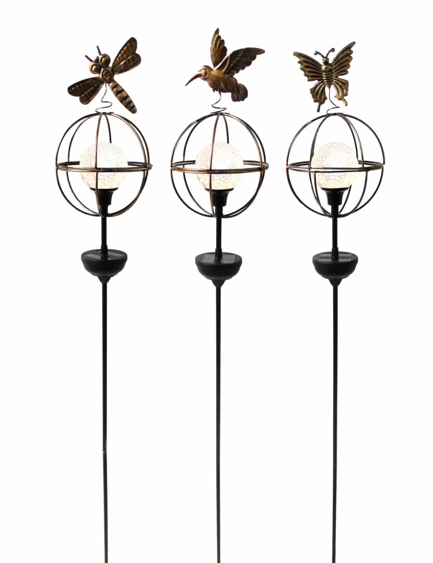 Alpine Assorted Solar Insect on Sphere Garden Stake with Rotational Ball QYY124A - Garden Accessories 3 Alpine Assorted Solar Insect on Sphere Garden Stake with Rotational Ball QYY124A - Garden Accessories