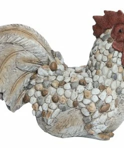 Alpine Garden Pebble Rooster Statue NZW244HH - Garden Accessories