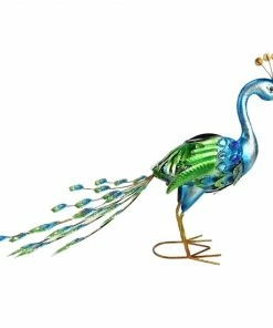 Alpine Solar Garden Peacock Décor with LED Light - SLL2266SLR-HH - Lighting, Torches & Firepits