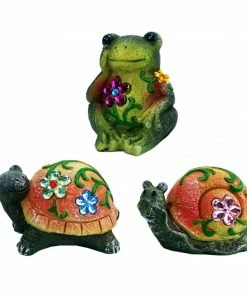 Alpine Smiling Green Backyard Animal Statue -Assorted WQA1390ABB - Garden Accessories