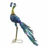 Alpine Graceful Metal Peacock Statue - JUM207 - Garden Accessories