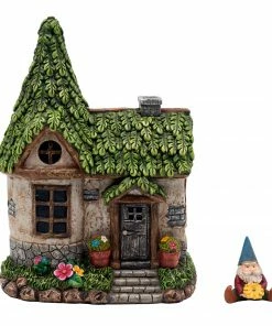 Alpine Mystic Estates Fairy House with inch Elvin inch Gnome Figurine WQA772A - Garden Accessories