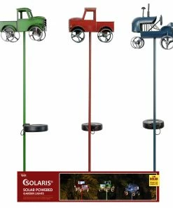 Alpine Assorted Solar Rustic Farm Truck Stakes with LED Light SOT978A - Garden Accessories