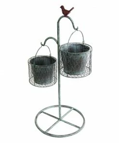 Alpine Metal Planters Hanging On Stand - ALL200 - Garden Accessories