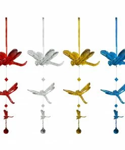 Alpine Assorded Hanging 3 Dragonflies and Beads Ornament JPA108A - Garden Accessories