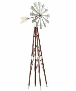 Alpine Metallic Kinetic Windmill Garden Stake with Rustic Finish JUM264 - Wind Chimes