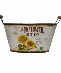 Alpine Sunflower Seeds Metal Planter - BKY206AHH - Decorative Planters