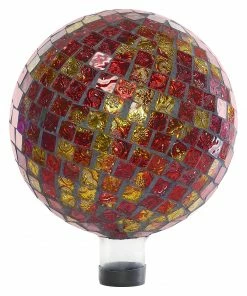 Alpine Red and Gold Mosaic Gazing Globe GRS467 - Garden Accessories