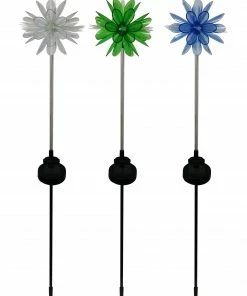 Alpine Assorted Solar 3D Flower Stake with FIBER OPTIC Lights QLP267ABB