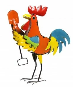Alpine Colorful Rooster with Shovel MAZ488 - Garden Accessories