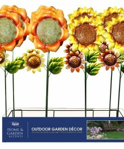 Alpine Assorted Metal Sunflower Garden Stakes LJJ106A - Garden Accessories