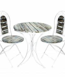 Alpine Metallic Patio Garden Table and Chair Set with Rustic Finish MZP278A - Patio Accessories