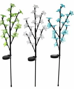 Alpine Solar Branch With Flowers Stake - QLP800A-TM - Garden Accessories