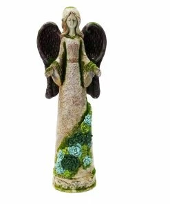 Alpine 25" Ascending Angel Statue with Floral Accents - BEH254 - Garden Accessories