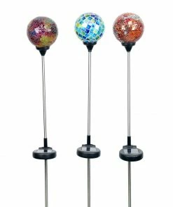 Alpine Assorted Solar Mosaic Globe Stakes SLC114A-6