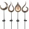Alpine Assorted Solar Gold Metal Flam Garden Stake with LED Light SLL1988A