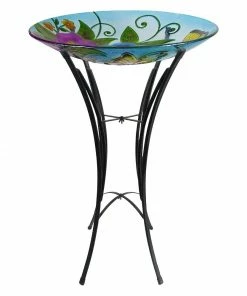 Alpine Blue Birdbath Butterfly Designs - KPP607A-18 - Garden Accessories