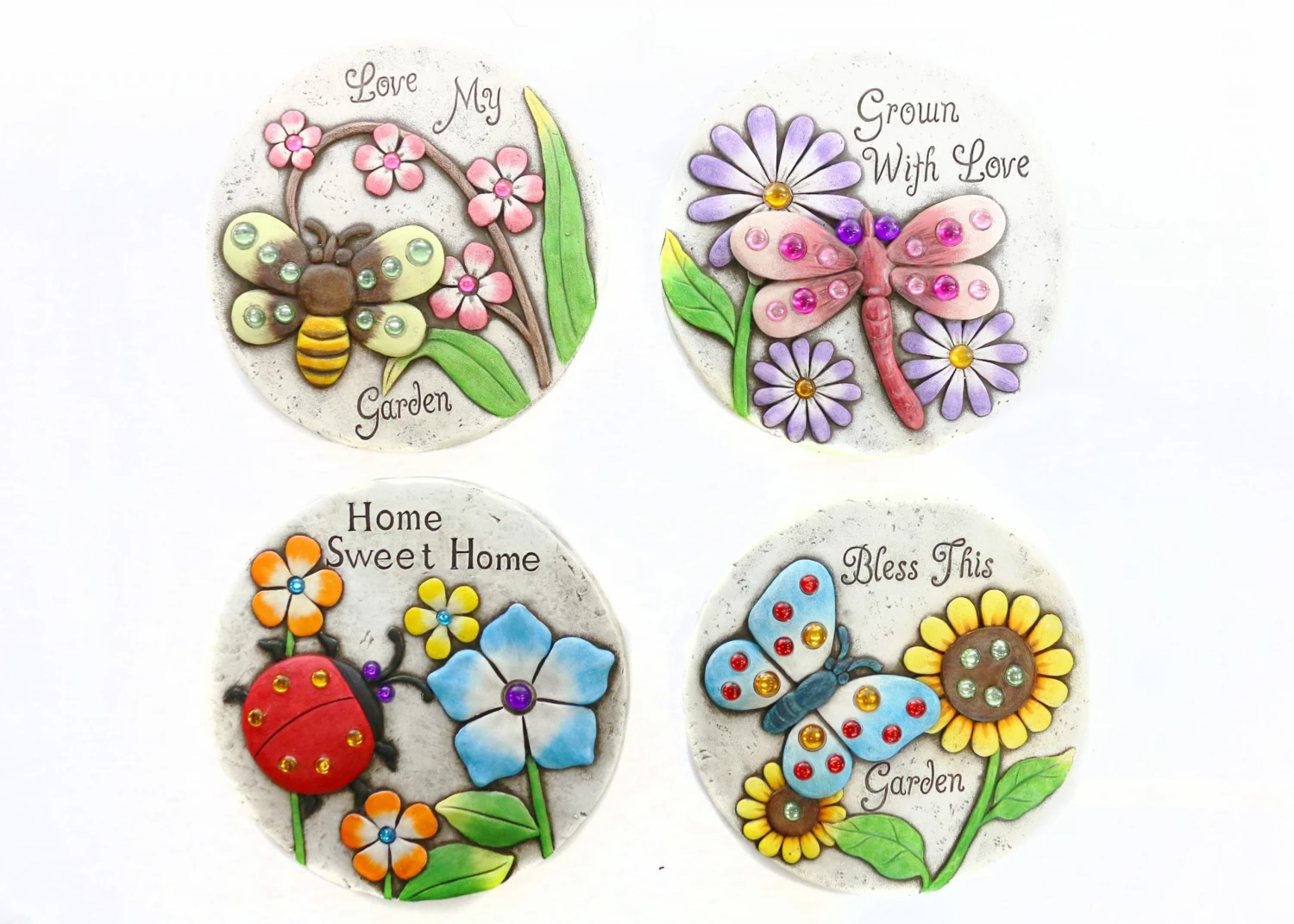 Alpine Assorted 10 inch Inspirational Insect Stepping Stones WQA590ABB - Garden Accessories 3 Alpine Assorted 10 inch Inspirational Insect Stepping Stones WQA590ABB - Garden Accessories