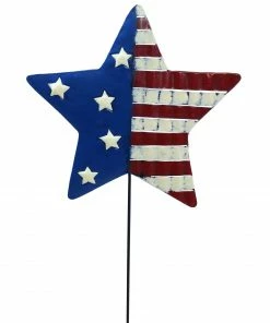 Alpine Patriotic Metal Flag Garden Stake QEL152 - Garden Accessories