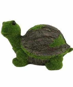 Alpine Flocked Green Turtle Statue with Chipped Shell - HEH428 - Garden Accessories